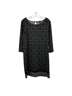 Banana Republic Womens Print Shift Dress 3/4 Sleeve Green/Multi Size Medium